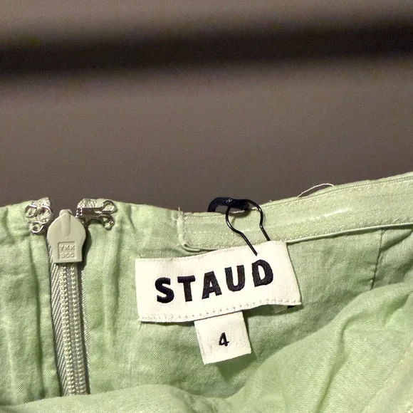 STAUD Wylie Stretch-Cotton Mini Dress in Pale Jade - NWT - Picture 6 of 7